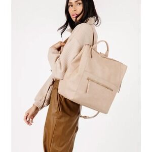 The Fawn + Nordstrom Square Diaper Bag Convertible Backpack- Beige